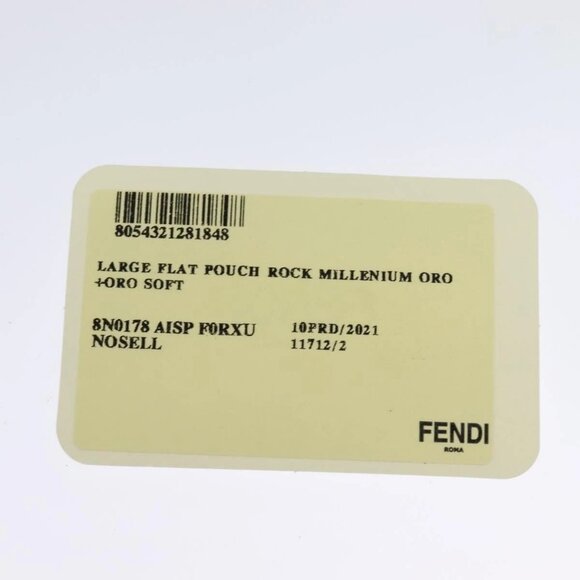 FENDI Clutch Bag Leather Brown Gold Auth mr1110V - Picture 11 of 16